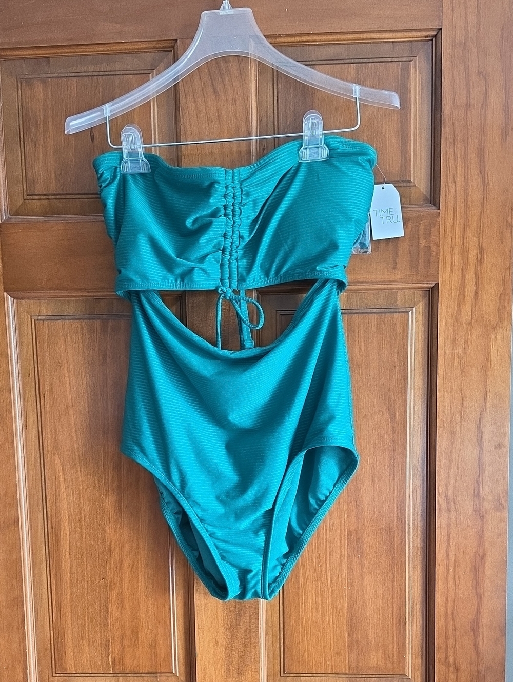 Time and Tru Teal Cutout One-Piece Swimsuit